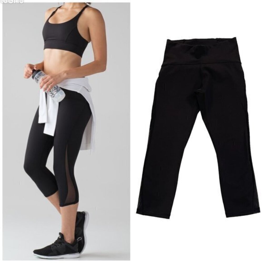Lululemon Train Times Cropped Active Workout Leggings in Black Size 6